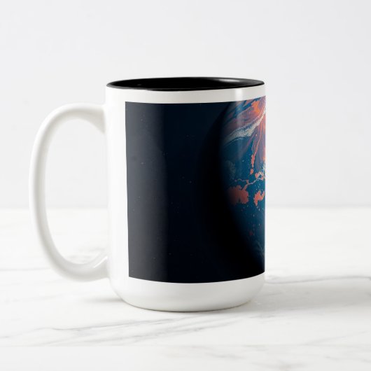 オレンジと青の惑星 ツートーンマグカップ (左)