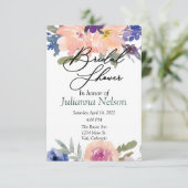 オレンジと青の水彩花柄の招待状 招待状 (スタンド正面)