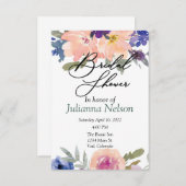 オレンジと青の水彩花柄の招待状 招待状 (正面/裏面)