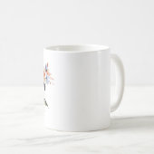 オレンジと青の水彩花柄 コーヒーマグカップ (正面右)