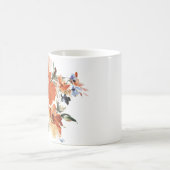 オレンジと青の水彩花柄 コーヒーマグカップ (中央)
