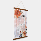 オレンジと青の水色の秋フローラカレンダー 吊り下げ型タペストリー (傾斜あり)