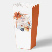 オレンジと青の水色の秋フローラ結婚 フェイバーボックス (正面)