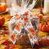 オレンジと青の水色フローラ サテンリボン