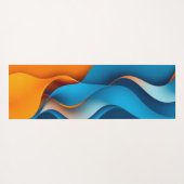 オレンジと青の波の絡み合い ヨガマット (裏面(横))