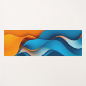 オレンジと青の波の絡み合い ヨガマット (正面(横))