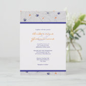 オレンジと青の花の花弁結婚式招待状 招待状 (スタンド正面)