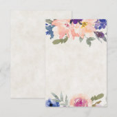 オレンジと青の花柄のウェディング予算テンプレート 招待状 (正面/裏面)