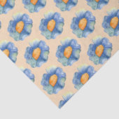 オレンジと青の花柄 薄葉紙 (詳細)