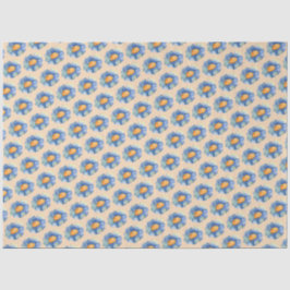 オレンジと青の花柄 薄葉紙