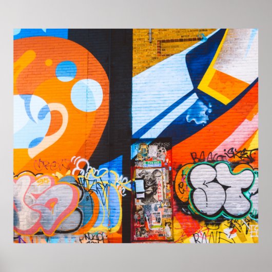 オレンジと青の落書き ポスター (正面)