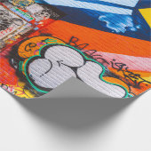 オレンジと青の落書き ラッピングペーパー (角)