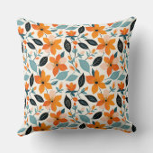 オレンジと青の葉と花パーソナライズされた クッション (裏面)