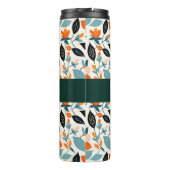 オレンジと青の葉と花パーソナライズされた タンブラー (裏面)