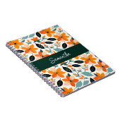 オレンジと青の葉と花パーソナライズされた ノートブック (右側)