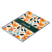 オレンジと青の葉と花パーソナライズされた ノートブック (左側)