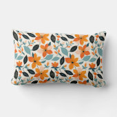 オレンジと青の葉と花パーソナライズされた ランバークッション (裏面)
