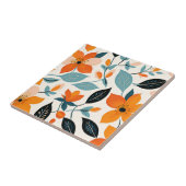 オレンジと青の葉と花 タイル (側面)