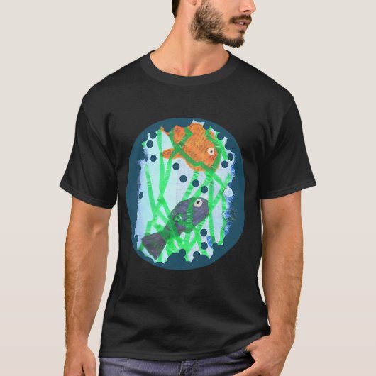 オレンジと青の魚 Tシャツ (正面)