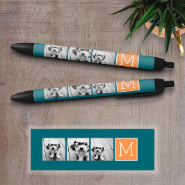 オレンジと青のInstagramフォトコラージモノグラム 黒ボールペン