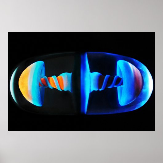 オレンジと青ガラスのシュールームカプセルポスター ポスター (正面)