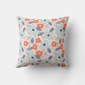 オレンジと青モダンの花模様 クッション (裏面)