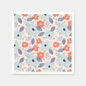 オレンジと青モダンの花模様 スタンダードカクテルナプキン (正面)