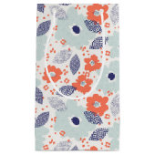 オレンジと青モダンの花模様 スモールペーパーバッグ (正面)