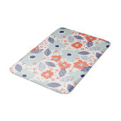 オレンジと青モダンの花模様 バスマット (アングル)