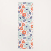 オレンジと青モダンの花模様 ヨガマット (正面)