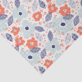 オレンジと青モダンの花模様 薄葉紙 (詳細)