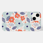 オレンジと青モダンの花模様 Case-Mate iPhoneケース (裏面 (横))