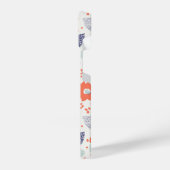 オレンジと青モダンの花模様 iPhoneケース (左側面)