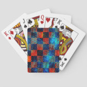 オレンジと青、汚れた偽またはステンドチェス トランプ (裏面)