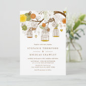 オレンジと黄色つるのバードケ結婚ージ 招待状 (スタンド正面)