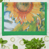 オレンジと黄色のひまわりキッチンタオル キッチンタオル (折り畳み)