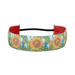 オレンジと黄色のひまわり黄色絵画の花 アスレチックヘッドバンド