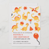 オレンジと黄色のイラストレーション子供の誕生日パーティー 招待状 (正面/裏面)