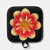 オレンジと黄色のコラレットダリアの花 鍋敷き (正面)