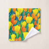 オレンジと黄色のチューリップ畑 バスタオルセット (ウォッシュタオル)