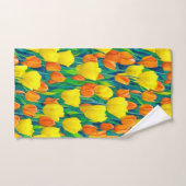 オレンジと黄色のチューリップ畑 バスタオルセット (ハンドタオル)