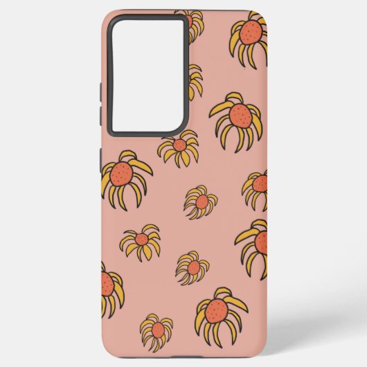 オレンジと黄色のデイジー携帯ケース SAMSUNG GALAXYケース (裏面)