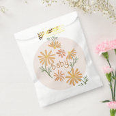 オレンジと黄色のデイジー赤ちゃんシャワー フェイバーバッグ (封をした状態)