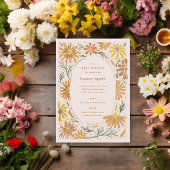 オレンジと黄色のデイジー赤ちゃんシャワー 招待状