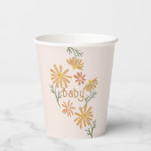 オレンジと黄色のデイジー赤ちゃんシャワー 紙コップ (裏面)