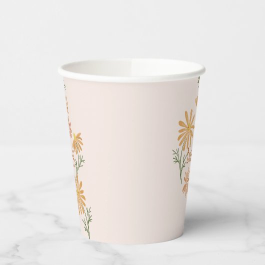 オレンジと黄色のデイジー赤ちゃんシャワー 紙コップ (左)