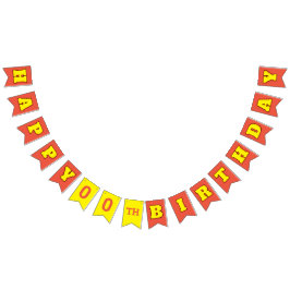 オレンジと黄色のハッピーバースデーで年齢を編集 バンティングフラッグ