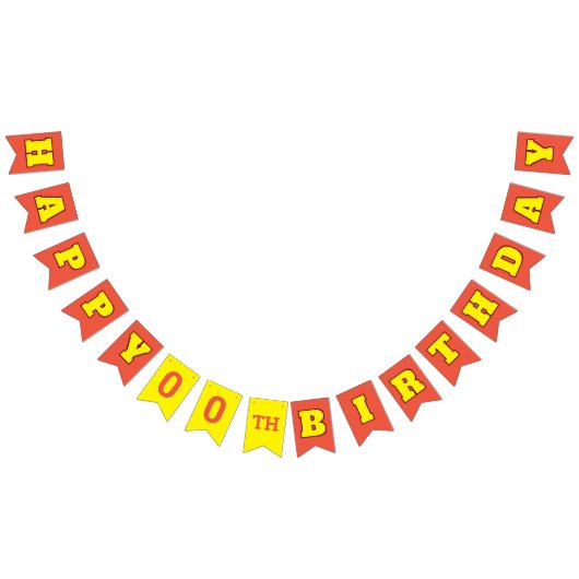 オレンジと黄色のハッピーバースデーで年齢を編集 バンティングフラッグ (全)