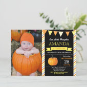 オレンジと黄色のハロウィン 誕生日お知らせ 招待状 (スタンド正面)