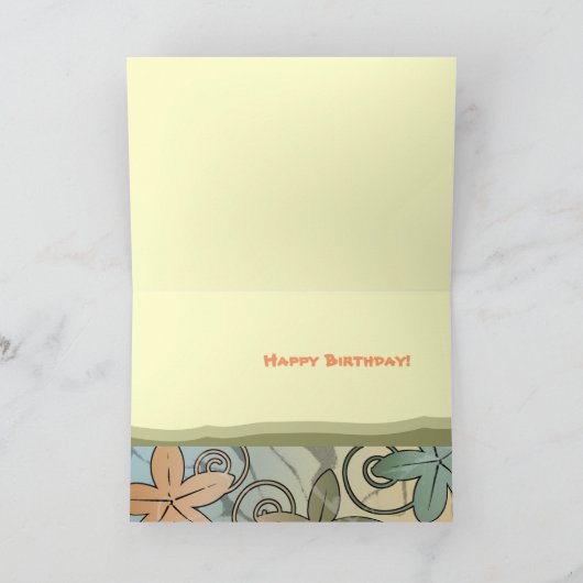 オレンジと黄色のハワイアンハッピーバースデーカード カード (内部)